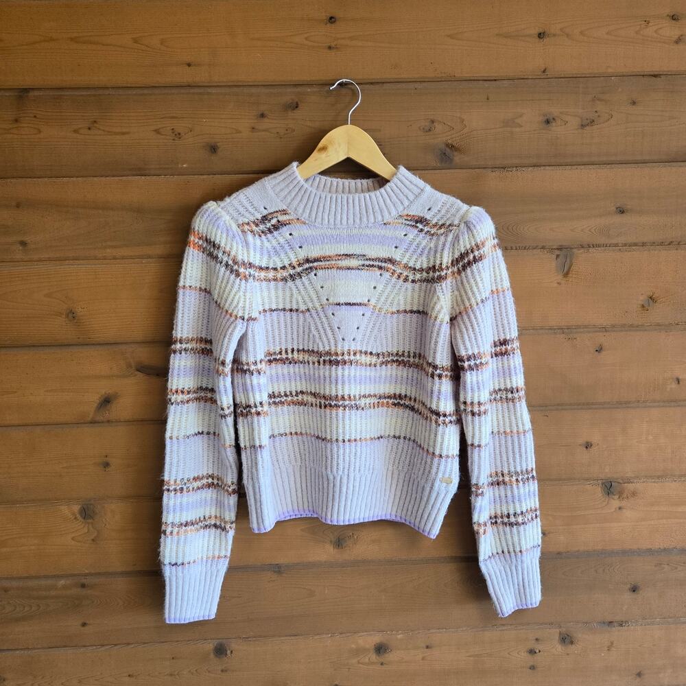 Scotch & Soda Fuzzy Knitted Sweater Pink Multicolor Stripe Cozy Pullover Top - Picture 2 of 7